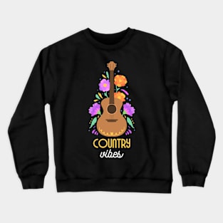 Country Vibes, Boho Floral Crewneck Sweatshirt